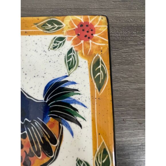 Julie Ueland Rooster Trivet Set – Farmhouse Ceramic Kitchen Decor – 6x7 - Picture 4 of 10